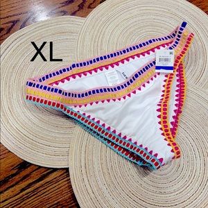 NWT XL BAR lll crochet trim white bikini bottoms